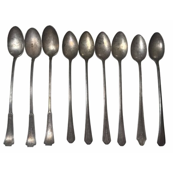 WM Rogers & Sons Other - Lot of 9 WM Rogers & Sons Iced Tea Spoons Patterns Grecian Ivanhoe Lincoln
